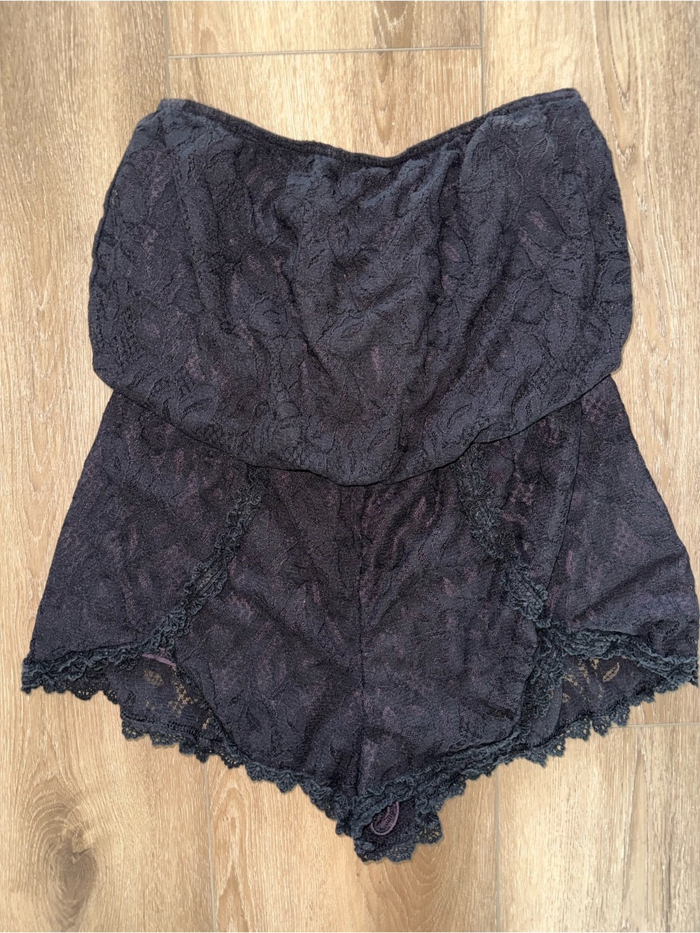 Free People Black Lace Tahlia Strapless Coverup Romper size Small S